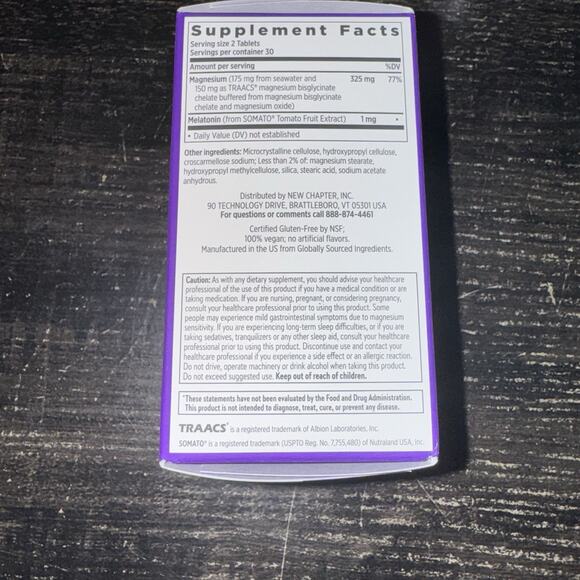 New Chapter 60 Tablets magnesium + plant based melatonin Ex 06/2027 - Picture 5 of 7